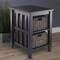 Espresso 3-Tier Accent Side Table with Open Shelf and 2 Storage Baskets for Bedroom or Living Room